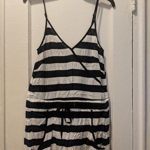 French Connection blue and white striped romper